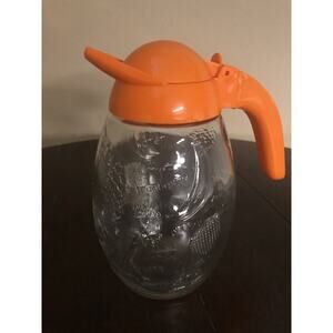 Vintage 1980s Solmaz Mercan Orange Juice Pitcher With Embossed Fruit Pattern
